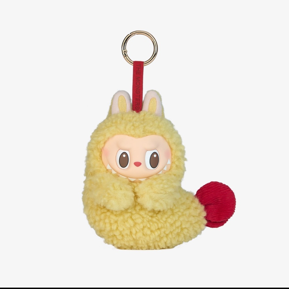 Pop Mart Wacky Tempura Shrimp Labubu Earphones Case Plush Pouch Keychain Pendant